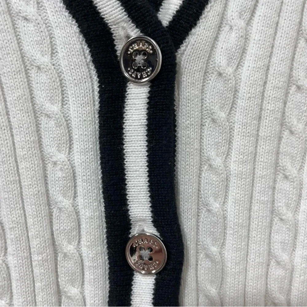 Light Academia Old Money Quiet Luxury Preppy Chaps Cable-Knit Cardigan [size L] - Picture 7 of 11